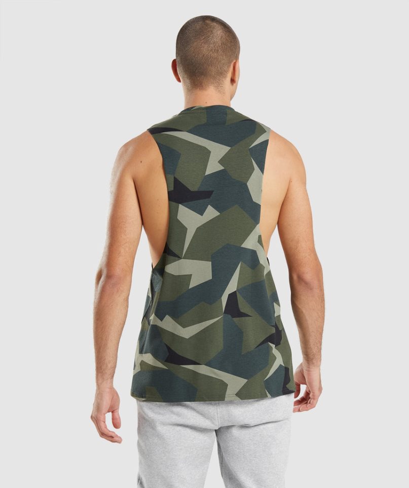 Men's Gymshark Critical Drop Arm Tanks Camo | NZ 0USLET